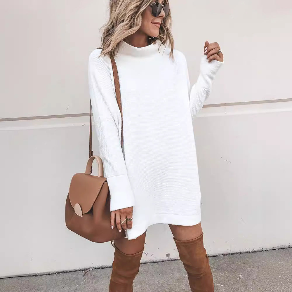 Robe en tricot surdimensionnée pour femmes avec col montant et manches bouffantes Chic und Stil