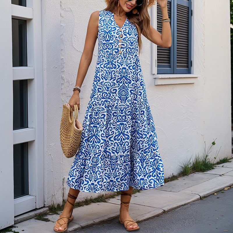 Robe maxi d'été élégante pour femmes avec design à étages Chic und Stil