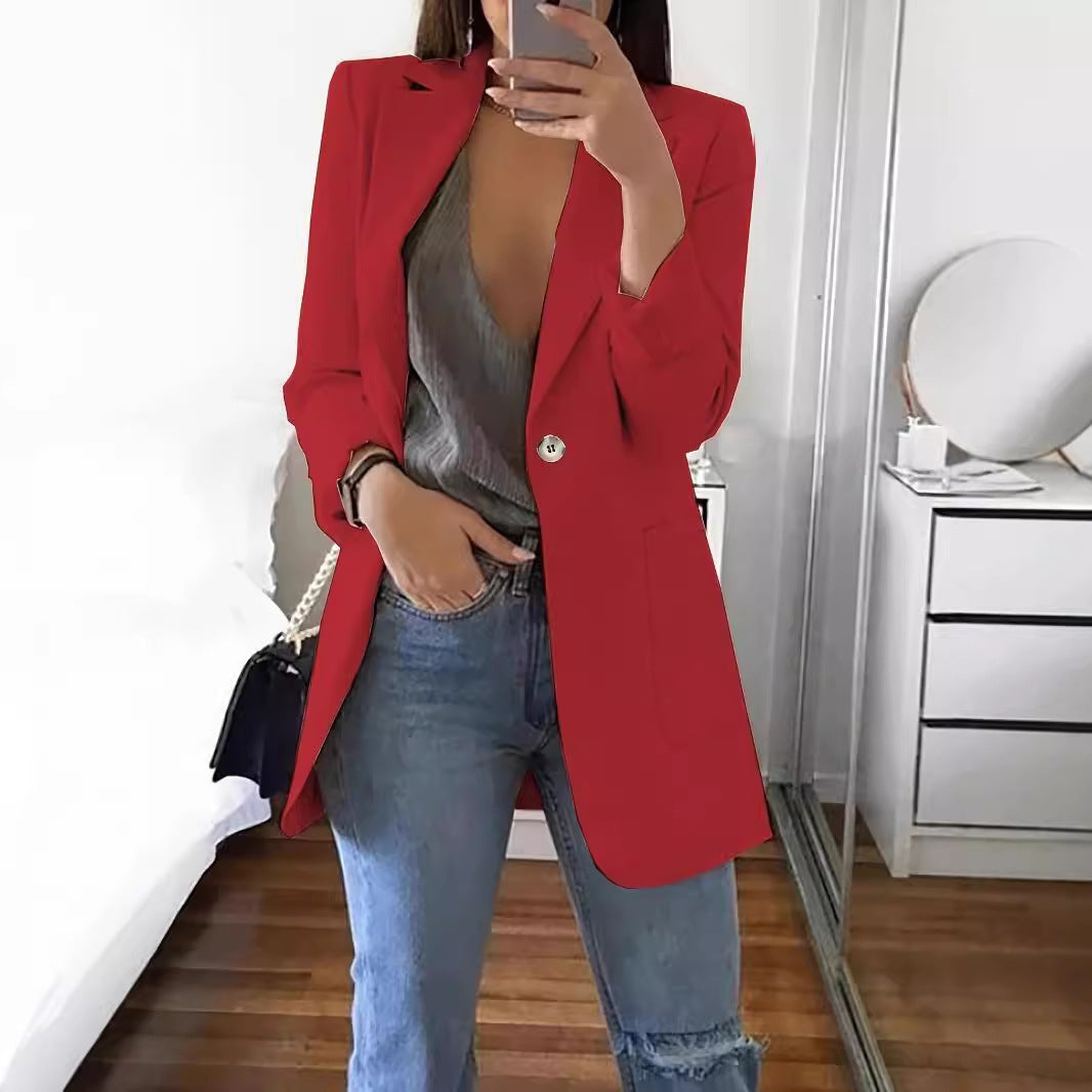 Veste élégante pour femme avec un décolleté en V profond et des poches pratiques Chic und Stil
