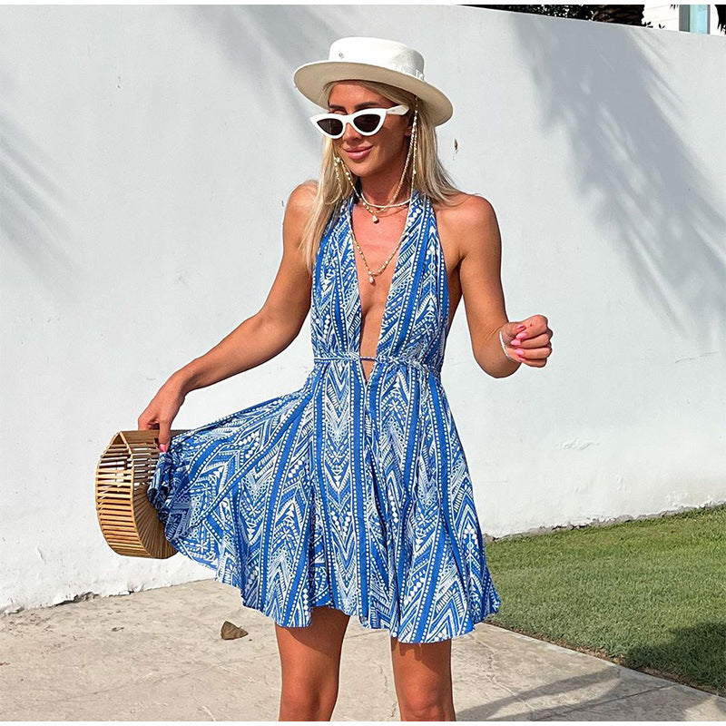 Robe mini évasée à col halter pour femmes Chic und Stil