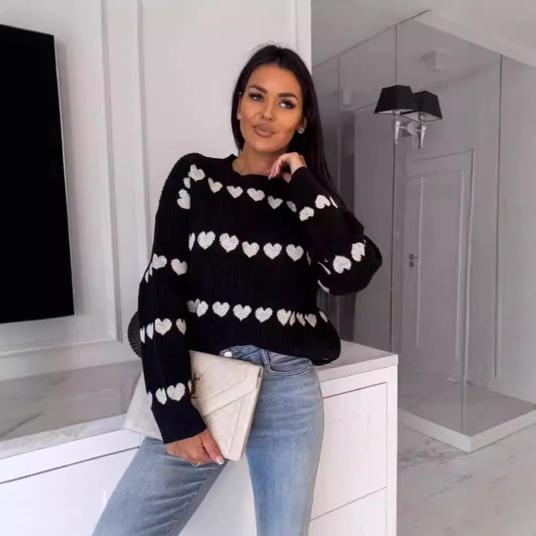 Pull confortable pour femmes avec motif en forme de cœur Chic und Stil