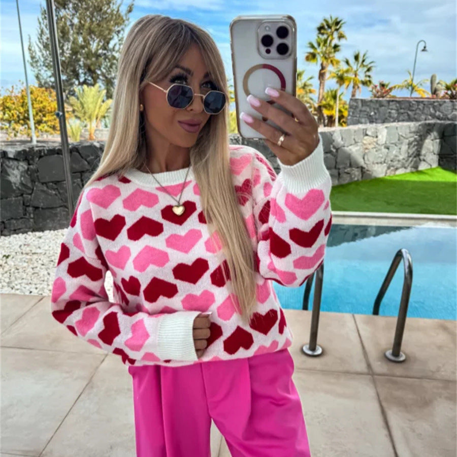 Pull femme avec motif en cœur et coupe confortable Chic und Stil