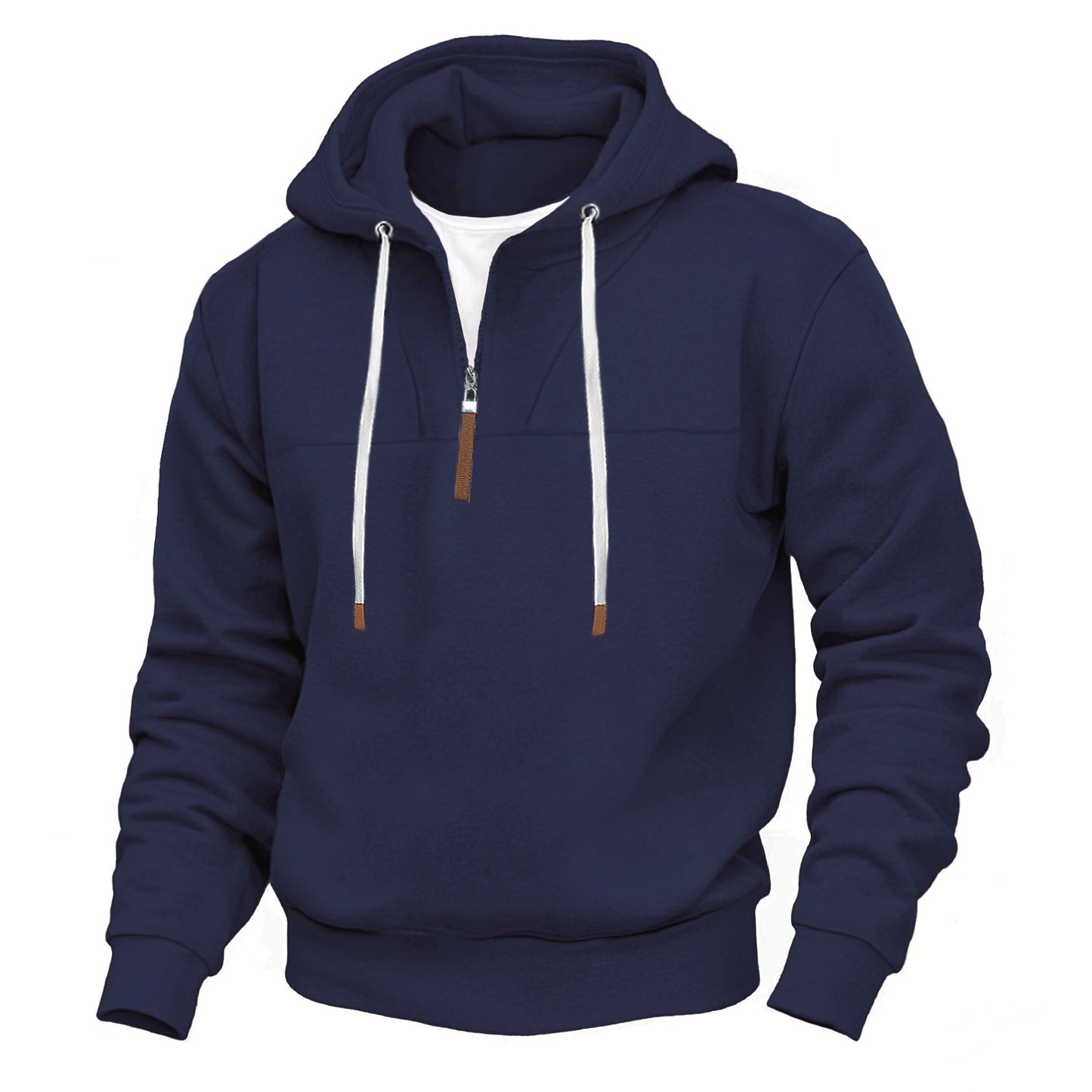 Hommes pull à capuche tendance avec col montant et fermeture éclair Chic und Stil