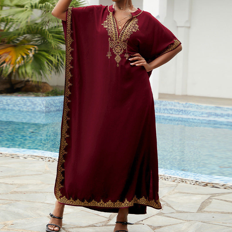 Robe kaftan élégante brodée pour dames Chic und Stil