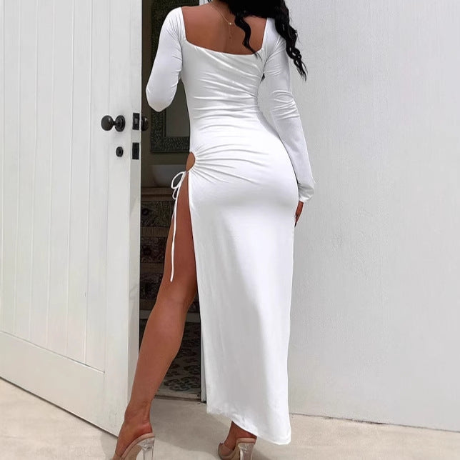 Robes Élégantes Femmes Avec Décolleté Profond en V et Fente Latérale Chic und Stil
