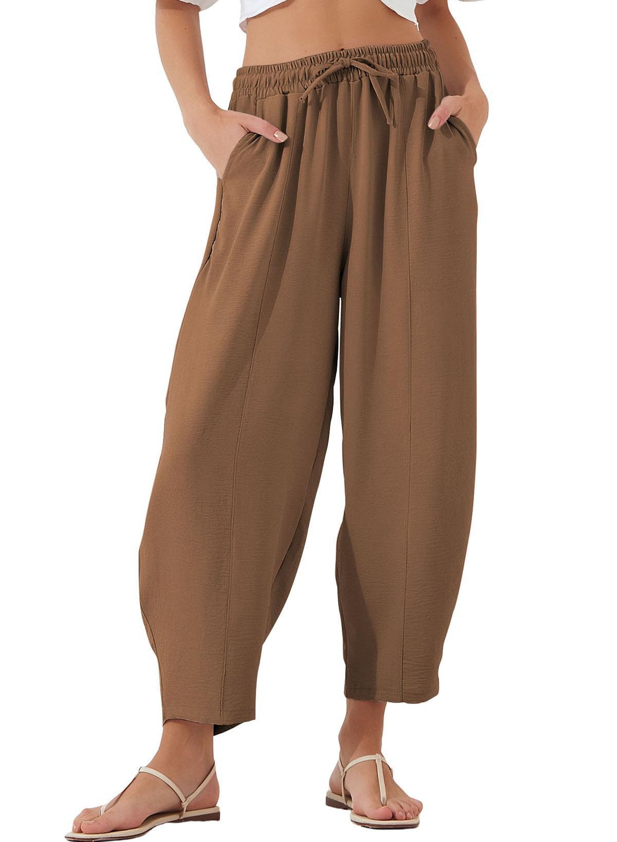 Pantalon de loisirs décontracté pour femmes avec taille élastique et poches pratiques Chic und Stil
