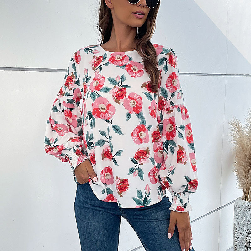Chemisier femme avec des motifs floraux et des manches volumineuses Chic und Stil