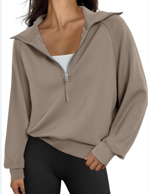 Pull-over décontracté pour dames avec col montant et zip Chic und Stil