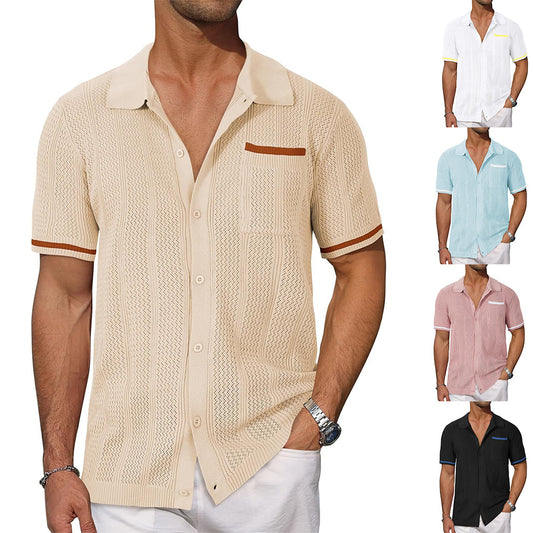 Chemise à manches courtes respirante pour hommes avec un motif de perforation décoratif Chic und Stil