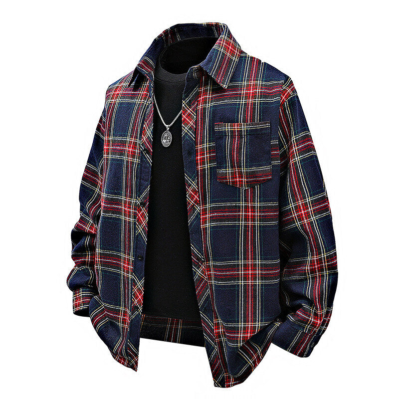 Chemise en flanelle pour hommes avec design à carreaux et poche poitrine appliquée Chic und Stil