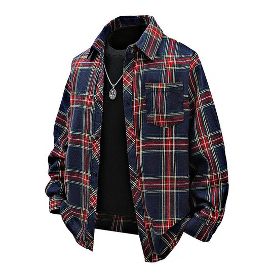 Chemise en flanelle pour hommes avec design à carreaux et poche poitrine appliquée Chic und Stil