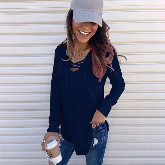Chemise à manches longues pour femmes avec décolleté profond et lacets Chic und Stil