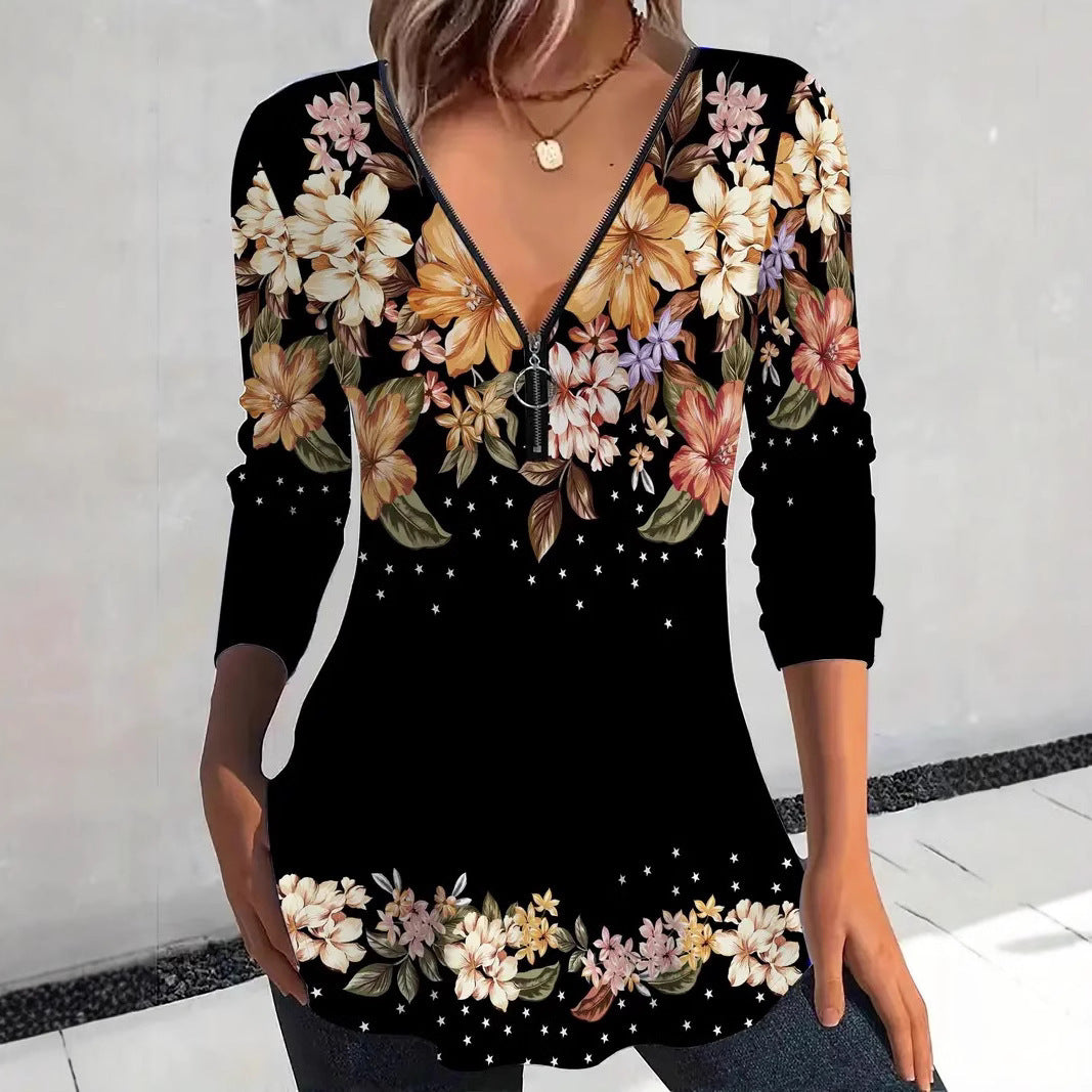 Chemisier femme avec imprimé floral et fermeture éclair Chic und Stil