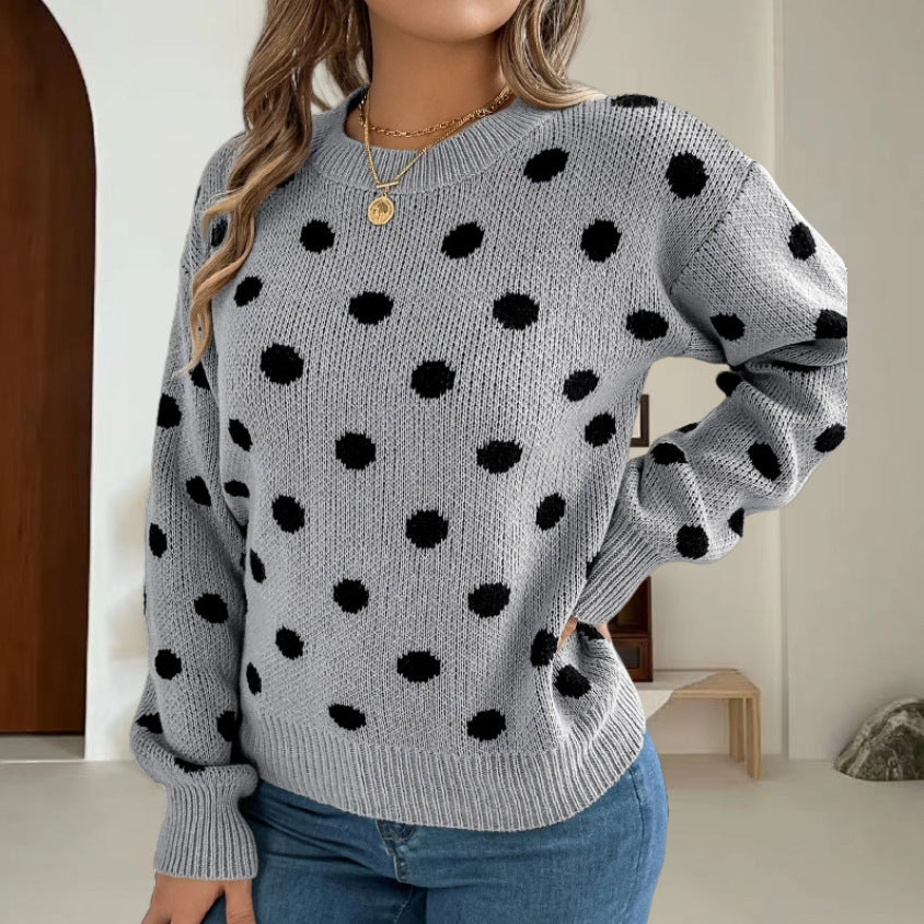 Pull en grosse maille pour femmes avec motif à pois et coupe décontractée Chic und Stil