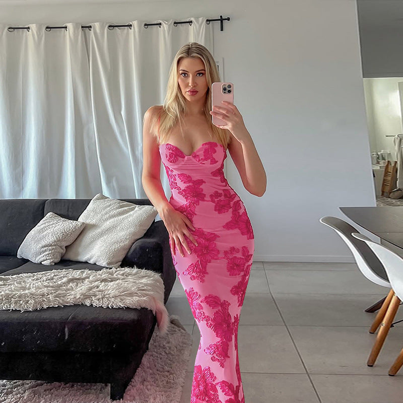 Robe Maxi Brodée Florale Chic und Stil