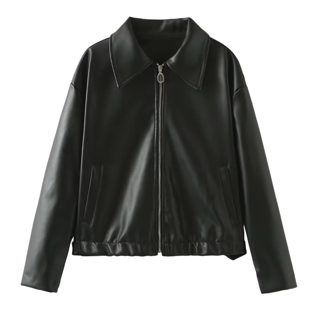 Veste élégante pour femmes en simili cuir au design moderne avec fermeture éclair pratique Chic und Stil