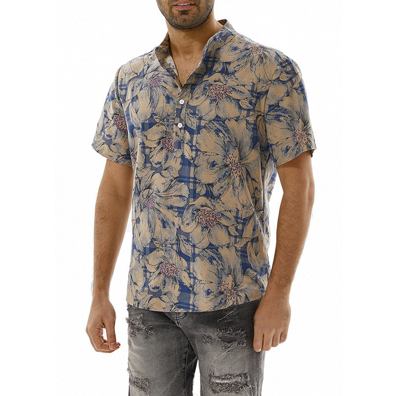 Chemise à manches courtes pour hommes avec motif floral et coupe moderne Chic und Stil