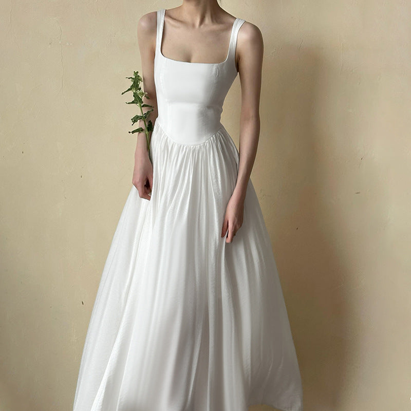 Robe maxi A-ligne à encolure carrée Chic und Stil pour femmes