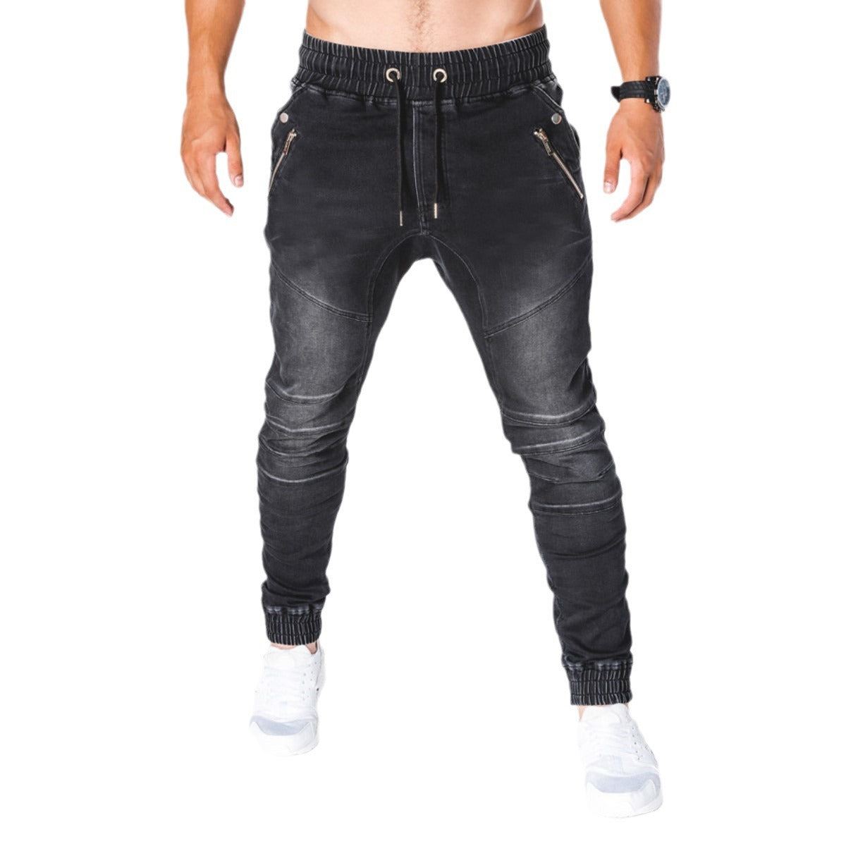 Pantalon de jogging pour hommes en coupe skinny moderne avec un mélange de coton extensible et des détails sportifs Chic und Stil