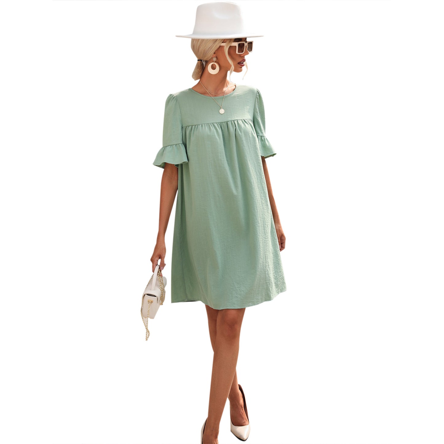 Robe babydoll décontractée pour femmes avec des détails en volants et un tissu doux Chic und Stil