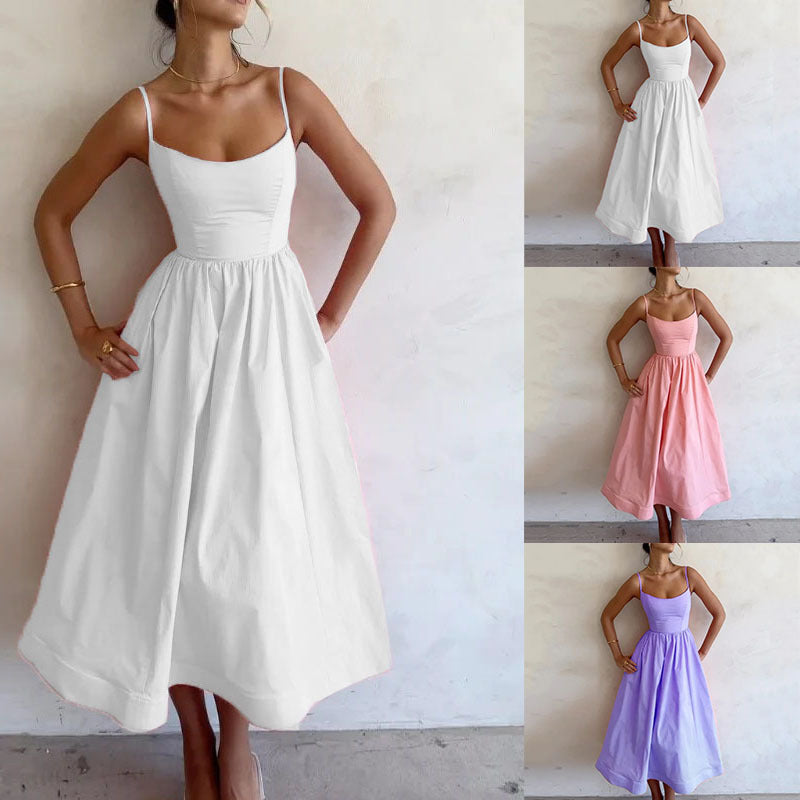Robe maxi femme avec une silhouette A-line intemporelle et des bretelles fines Chic und Stil