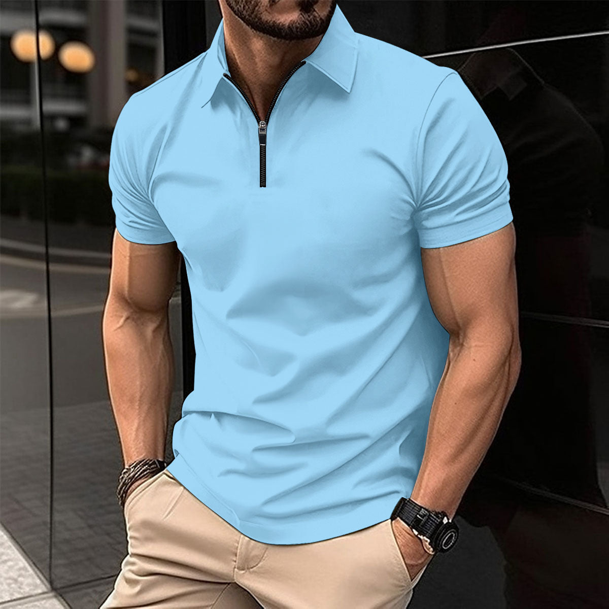 Hommes Polo Performance Zip-Up Moderne Chic und Stil