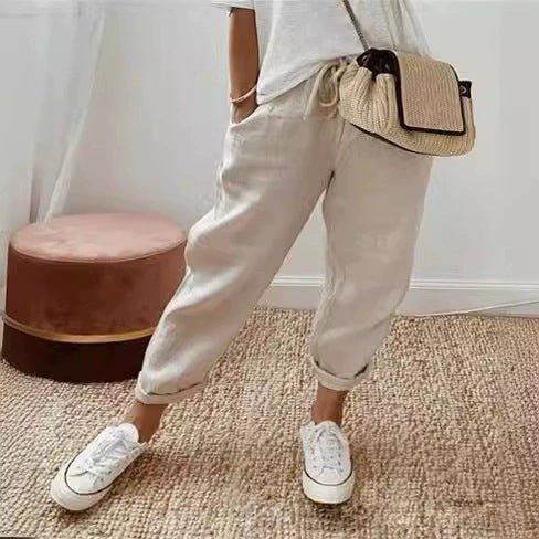 Pantalon Chino décontracté et confortable pour femmes avec ceinture élastique Chic und Stil