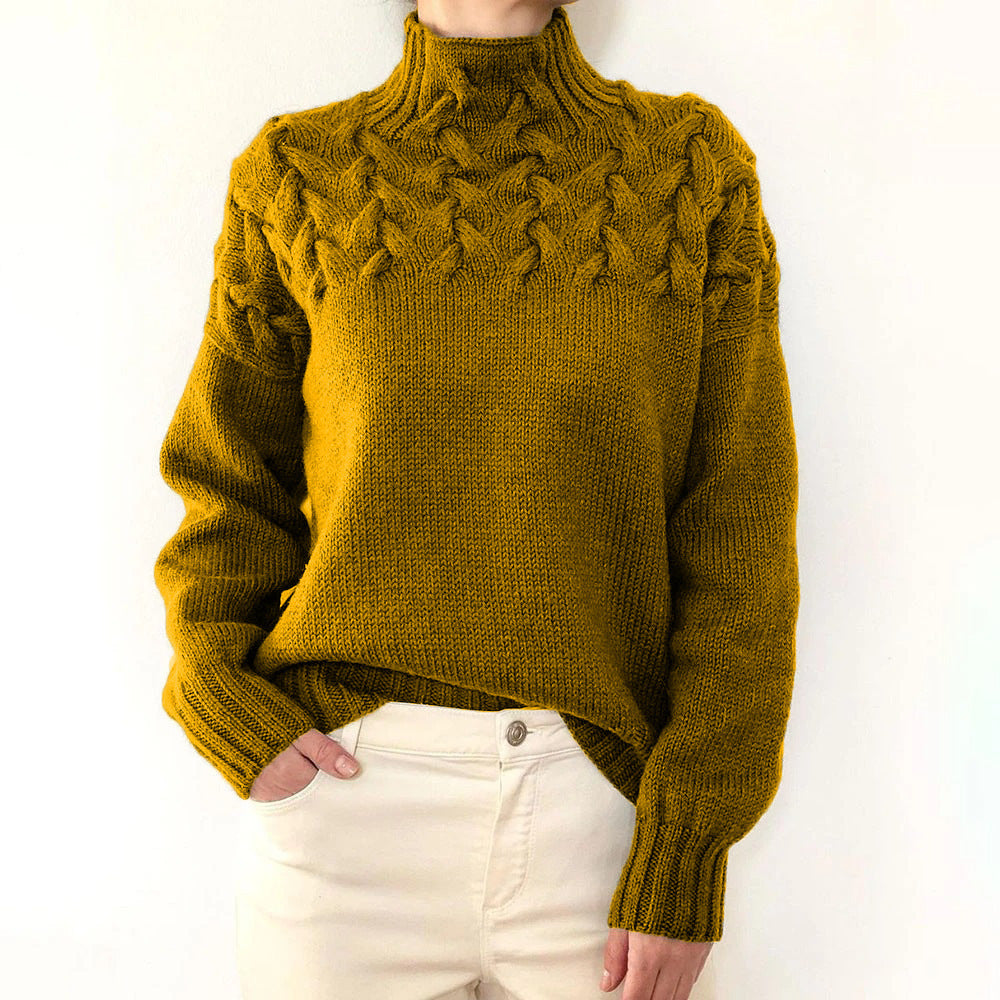 Pull en tricot pour femmes avec col montant et motif torsadé tendance Chic und Stil