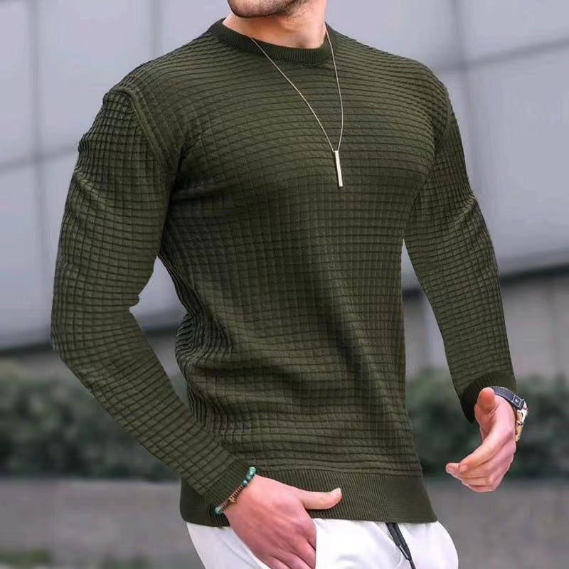 Pull élégant structuré pour hommes avec col rond et manches longues Chic und Stil
