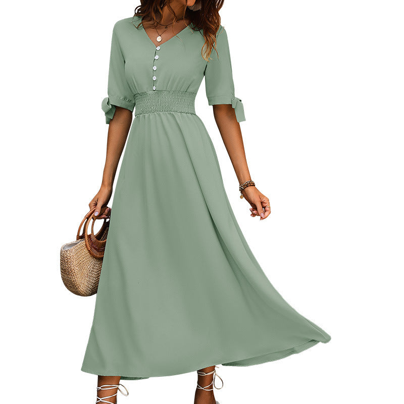 Robe maxi à boutons pour femme avec taille ajustable Chic und Stil