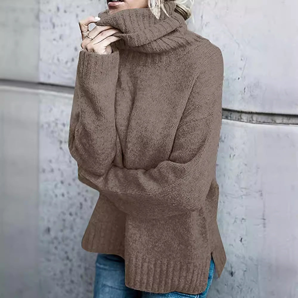Pull en grosse maille pour femmes avec col montant et coupe décontractée Chic und Stil