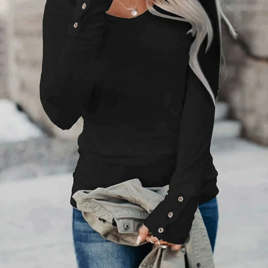 Chemise à manches longues pour femmes avec des détails de boutons tendance Chic und Stil