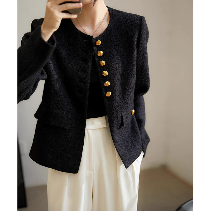 Blazer double boutonné en tissu texturé pour femme Chic und Stil