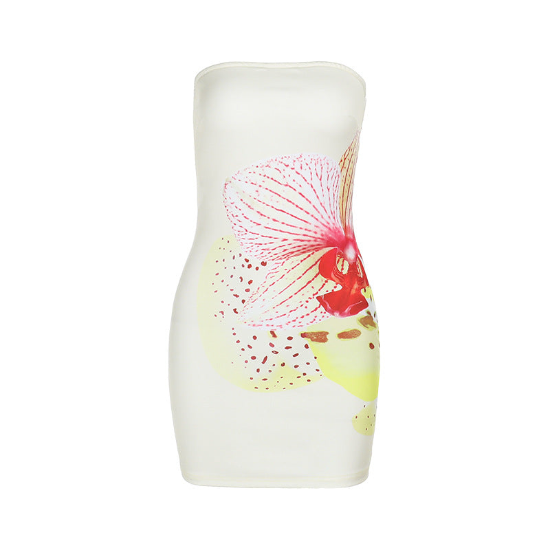 Robe mini bodycon à bretelles sans manches à motif floral Chic und Stil
