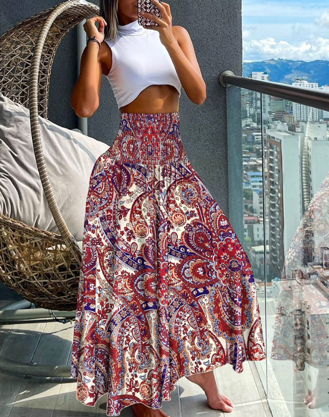 Jupe maxi boho pour femme avec taille élastique Chic und Stil