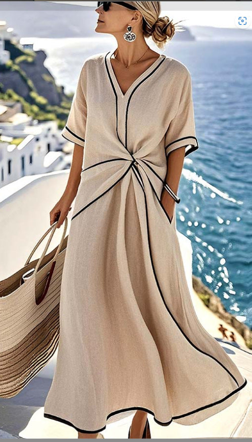 Robe portefeuille aérienne pour femmes avec nœud latéral et décolleté en V Chic und Stil