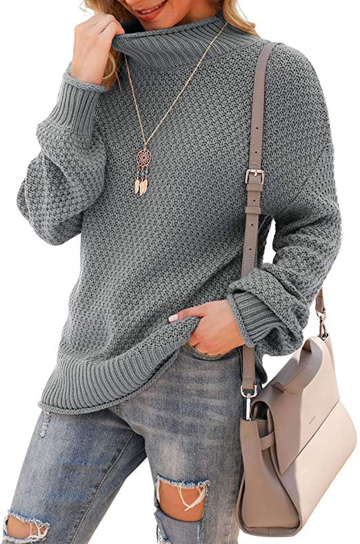 Pull femme avec col haut et motif en tricot structuré Chic und Stil