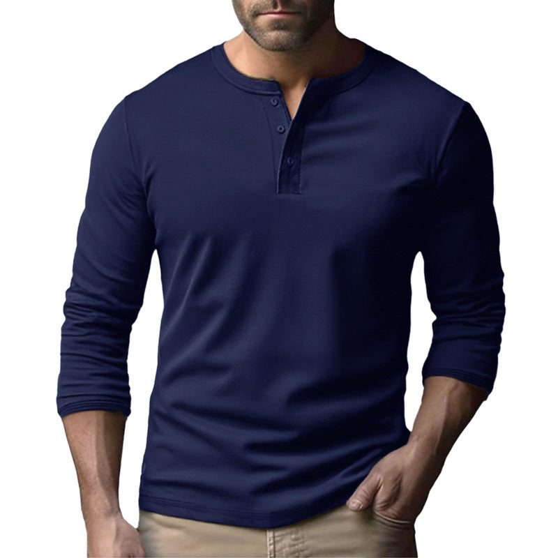 Chemise Henley à manches longues pour hommes en mélange de coton respirant Chic und Stil