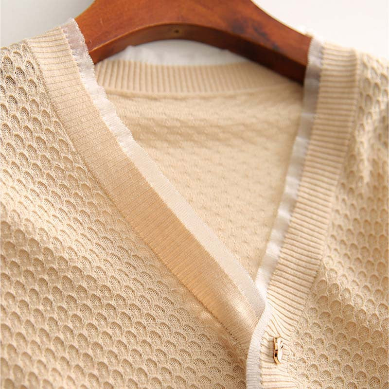 Cardigan Texturé Femme Col V Chic und Stil