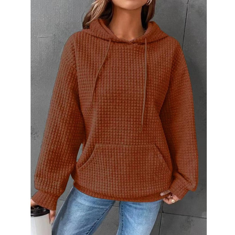 Sweat à capuche décontracté pour femmes avec surface texturée et poche kangourou pratique Chic und Stil