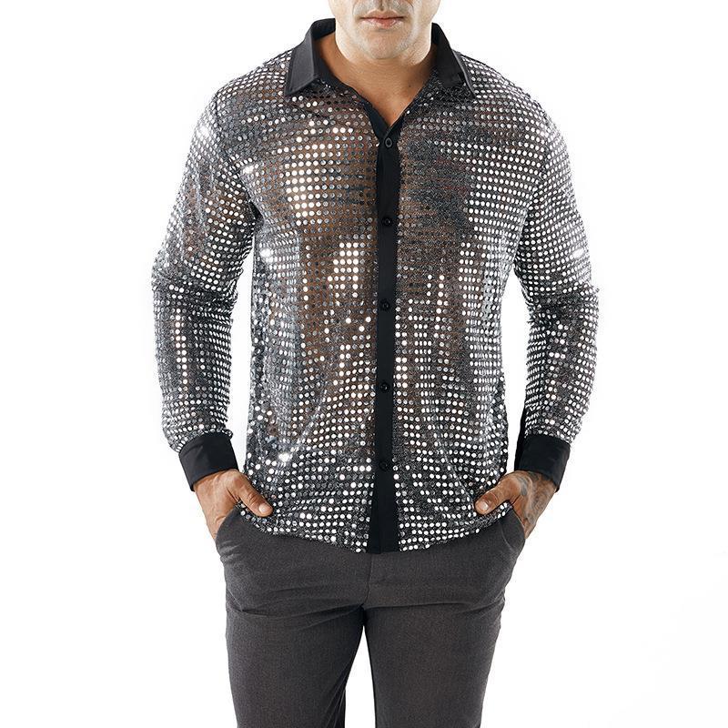 Hommes Chemise de fête brillante avec motifs en strass Chic und Stil