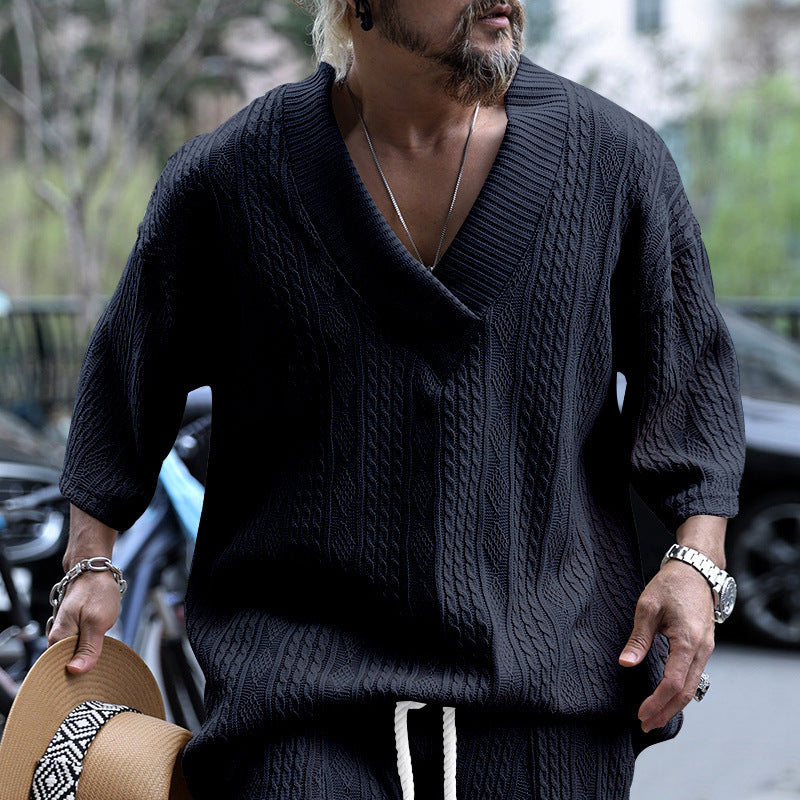 Pull en tricot décontracté pour hommes à col en V Chic und Stil