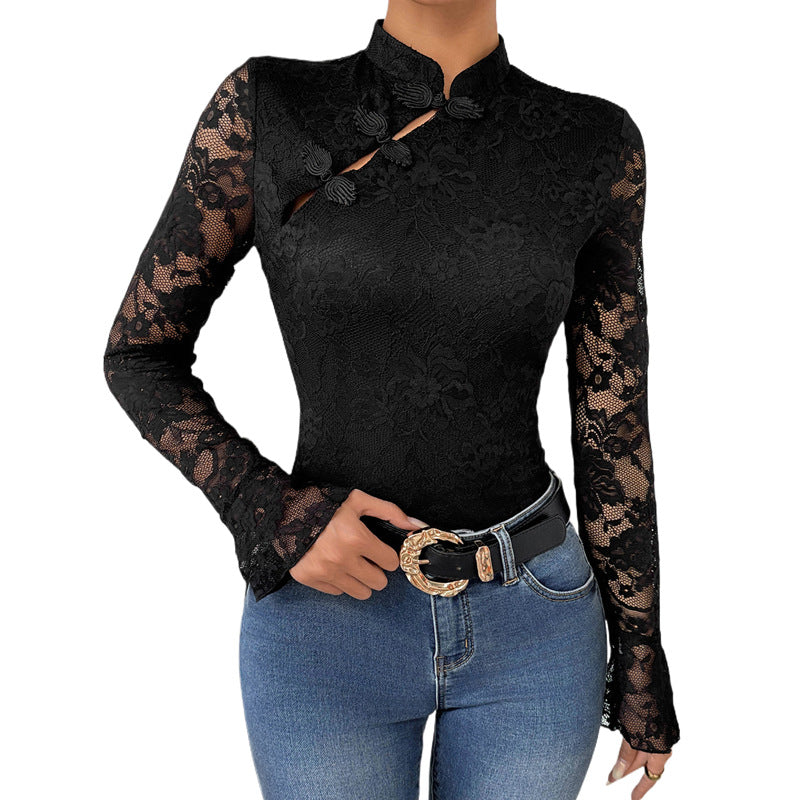 Body en dentelle pour femme avec détail col mandarin Chic und Stil