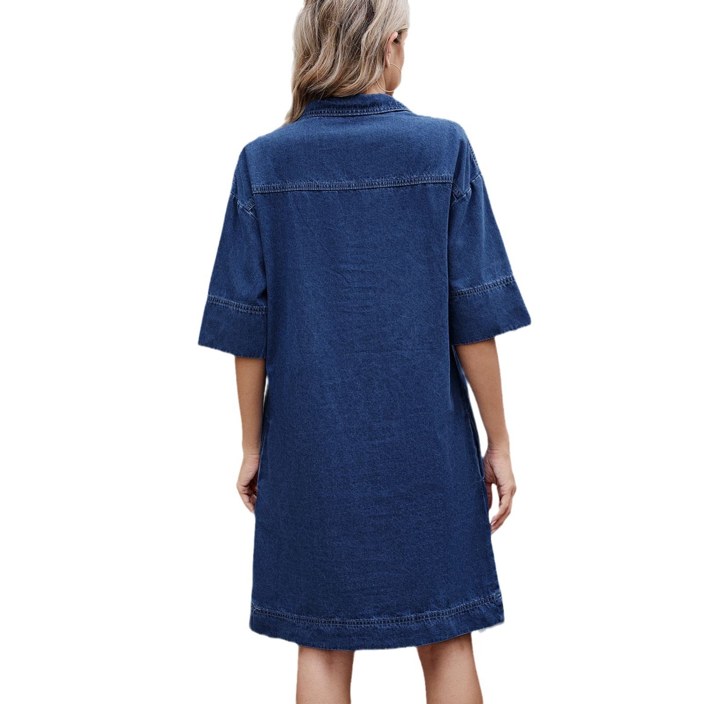 Women's Denim Shirt Dress with Practical Chest Pockets and Relaxed Fit Chic und Stil