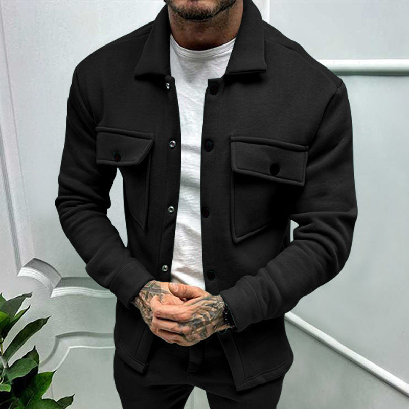 Veste en flanelle robuste pour hommes avec poches poitrine pratiques et col montant moderne Chic und Stil