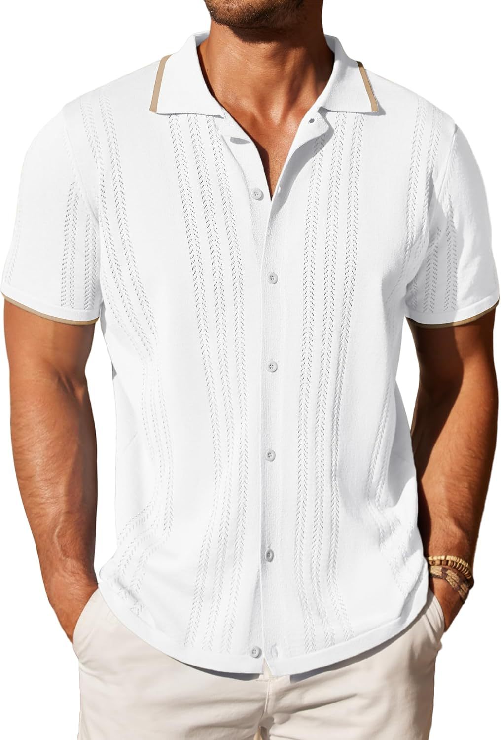 Chemise à manches courtes pour hommes avec motif texturé Chic und Stil