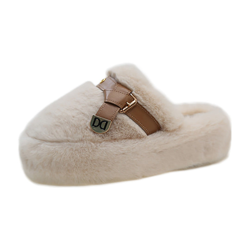 Chaussons en peluche pour femmes avec boucle élégante Chic und Stil