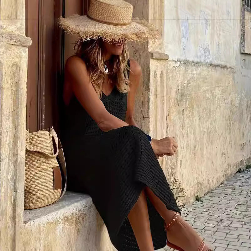 Robe à crochet pour femmes avec décolleté en V profond et coupe estivale Chic und Stil
