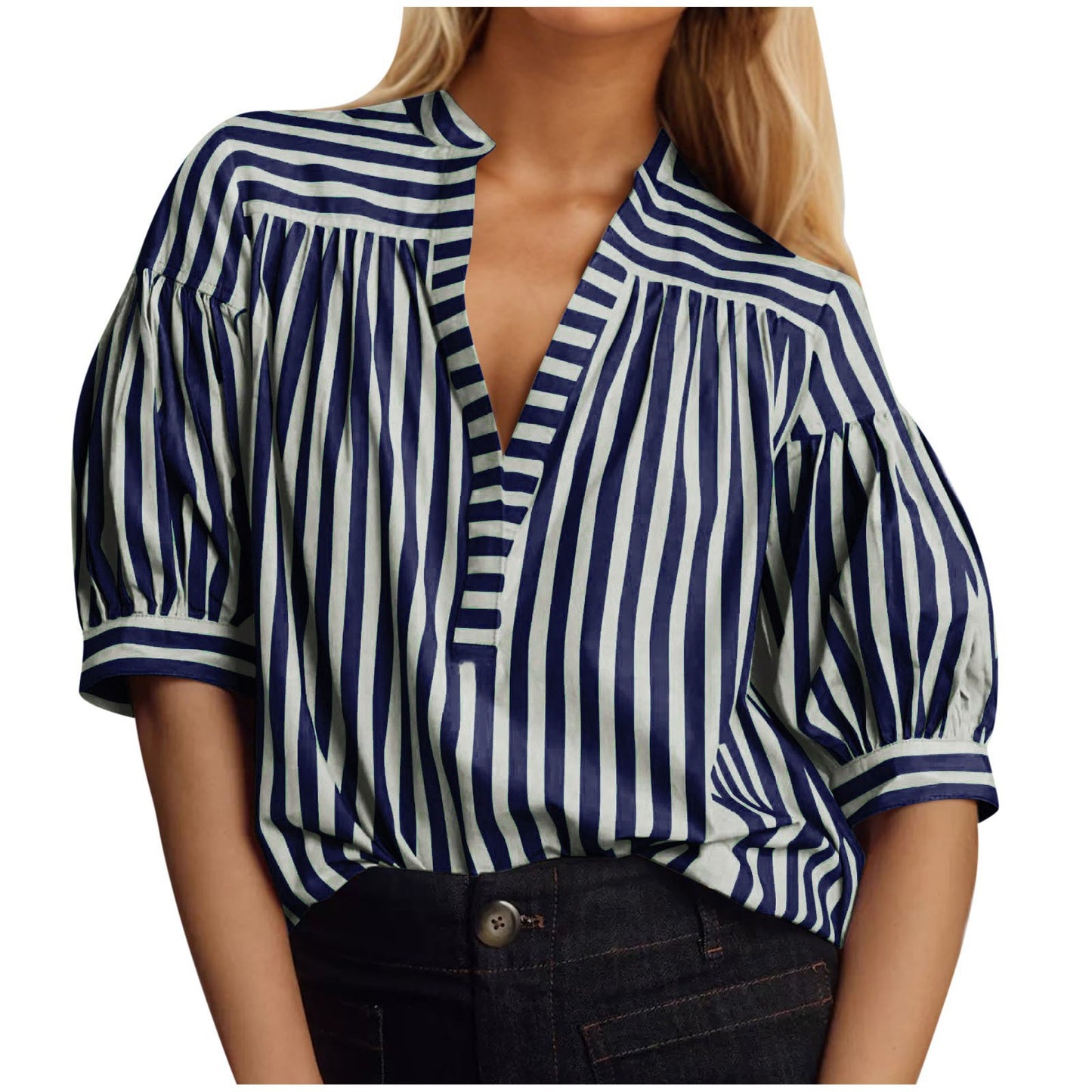 Chemisier pour femmes avec manches bouffantes et motif rayé Chic und Stil