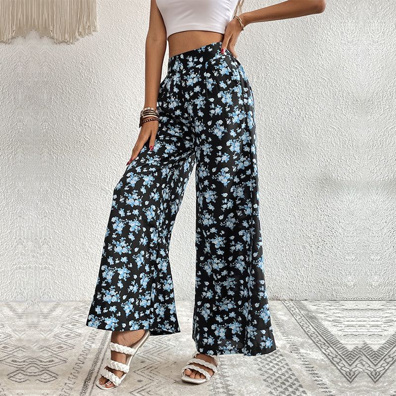 Pantalons à fleurs à jambes larges pour femmes Chic und Stil